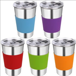 Stainless Steel Cups for Kids, 16oz Reusable Drinking Cups Spill Proof Water Tumbler for Kids and Ad